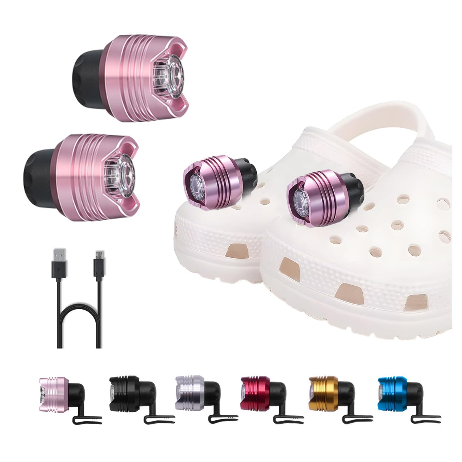 RAHAN Rechargeable Headlights for Shoe, Waterproof Flashlight Attachment for Shoe, 3 Light Modes, Camping Accessories for Kids and Adults, Dog Walking — image 1
