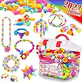 FUNZBO Snap Pop Beads for Girls Toys - Kids Jewelry Making Kit Pop-Bead Art and Craft Kits DIY Bracelets Necklace Hairband and Rings Toy for Age 3 4 5 6 7 8 Year Old Girl Easter Birthday Gifts