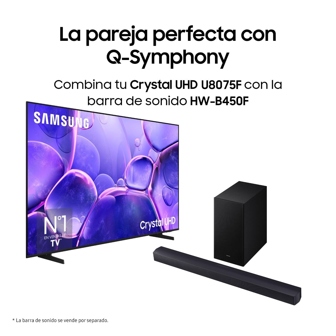 Samsung TV 65 Pulgadas Crystal UHD U8075F 4K Smart TV, Colores increíbles con Crystal Processor 4K, Escucha Todos los Altavoces con Q-Symphony, Datos protegidos Knox Security y Gaming Hub