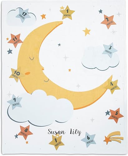 Miniatura 3 de Delta Children Manta de bebé personalizada Milestone - Manta mensual para fotos - Manta de fotos para recién nacidos, luna