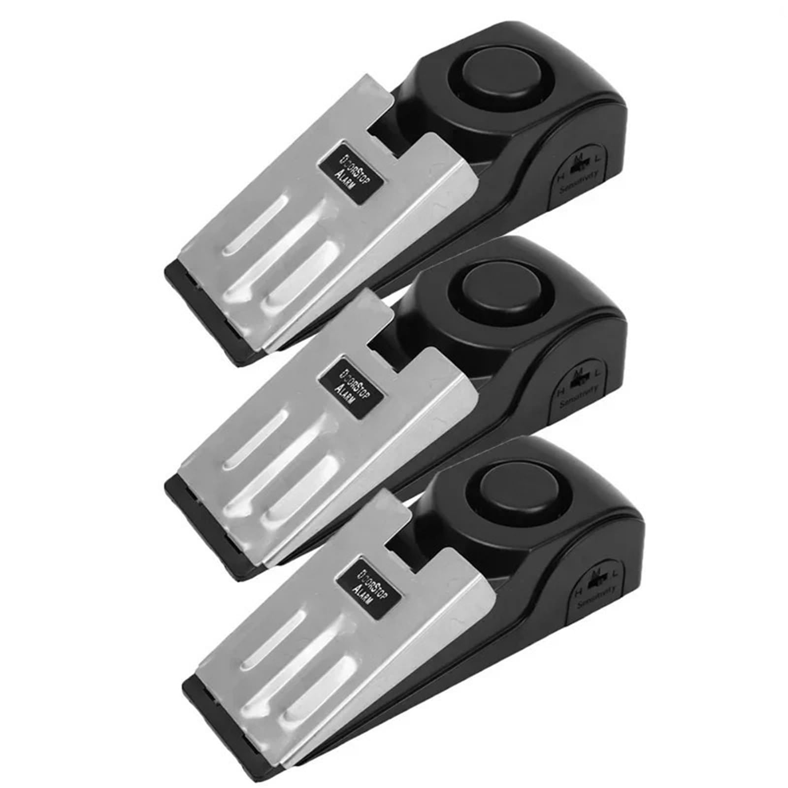 Tope Para Puerta Con Alarma Alarma inalámbrica de tope puerta cuña acero inoxidable 120 dB(3pcs)