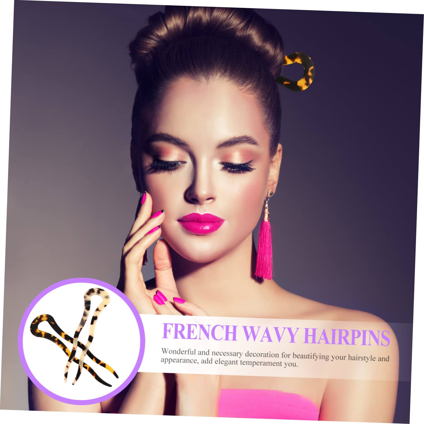5 Sets Französische Gewellte Haarnadeln Aus Acetat Dutt Haarstäbchen Chignon U-förmige Haarnadeln Für Frauen 2 Stück * 5