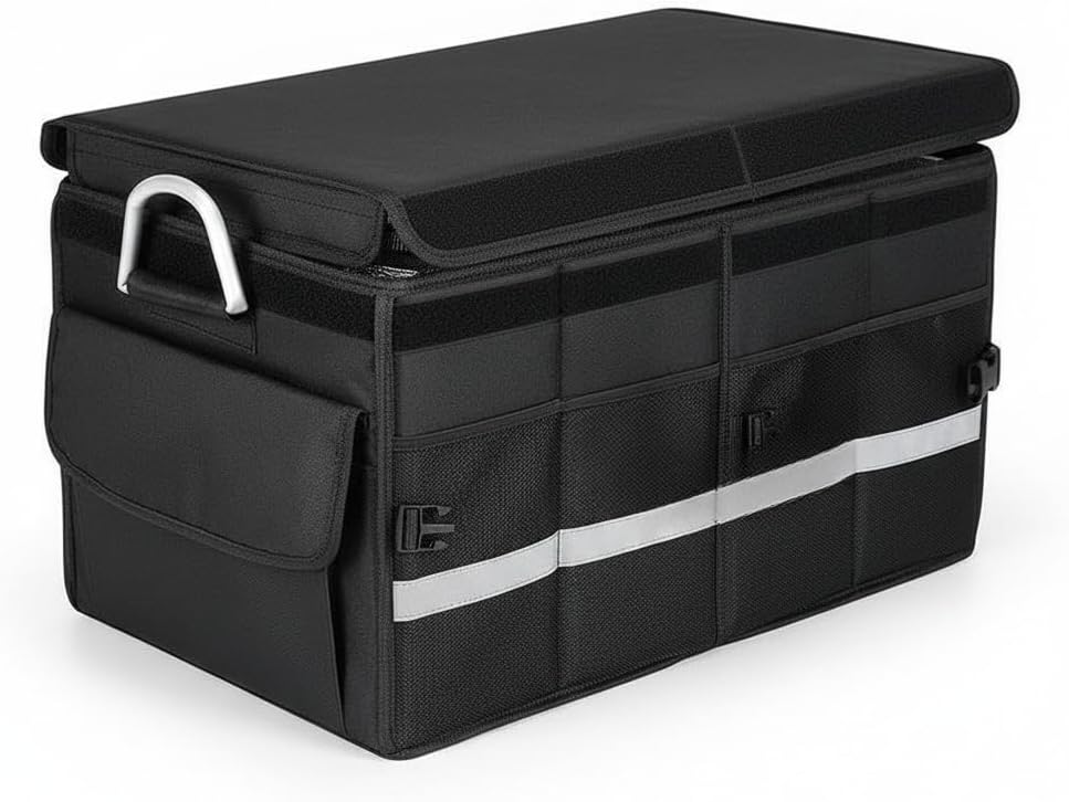 Car & Outdoor Foldable Insulated Oxford Fabric Trunk Organizer Cooler Multi-Compartment Heavy-Duty Storage for Camping & Picnics