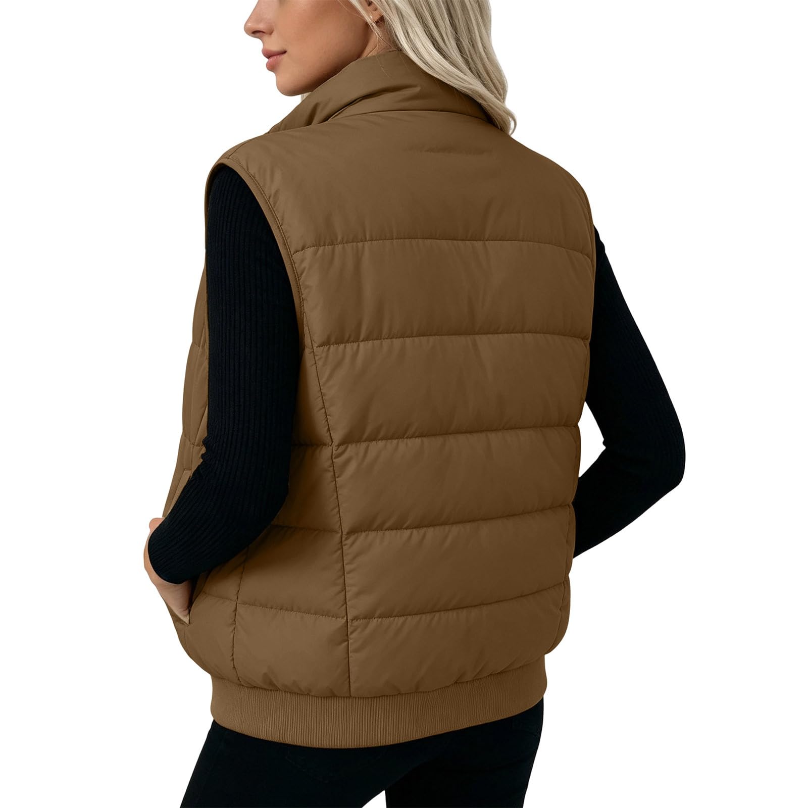 Gilet Femme Capuche Matelassé Zippé Chaud Chic Mode Casual Urbain Chic