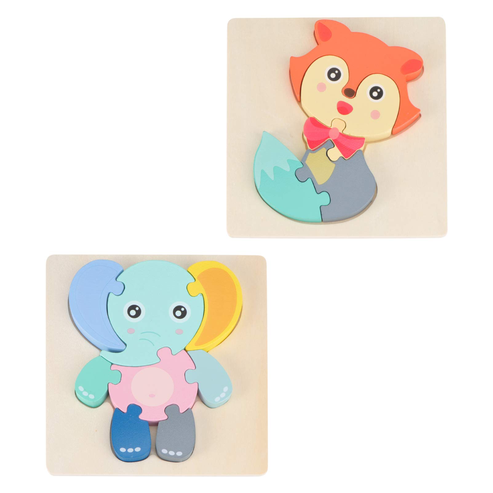 Toyvian 2 Sets Wooden Animal Puzzle Kidcraft Playset Kids Puzzle Wooden Toys Wooden Puzzles Toy for Kids Animal Toys Wooden Jigsaw Puzzles Kids Playset Wood Toys Blush Earth Tones Child
