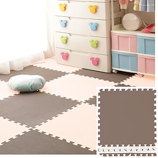 アイリスオーヤマ ジョイントマット 極厚1.8cm 60×60cm 8枚組 ノンホルムアルデヒド 洗える モカブラウン / ベージュ JMRN-68