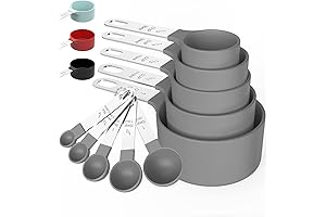 TILUCK Measuring Cups & Spoons Set, Stackable Cups and Spoons for Gray Kitchen