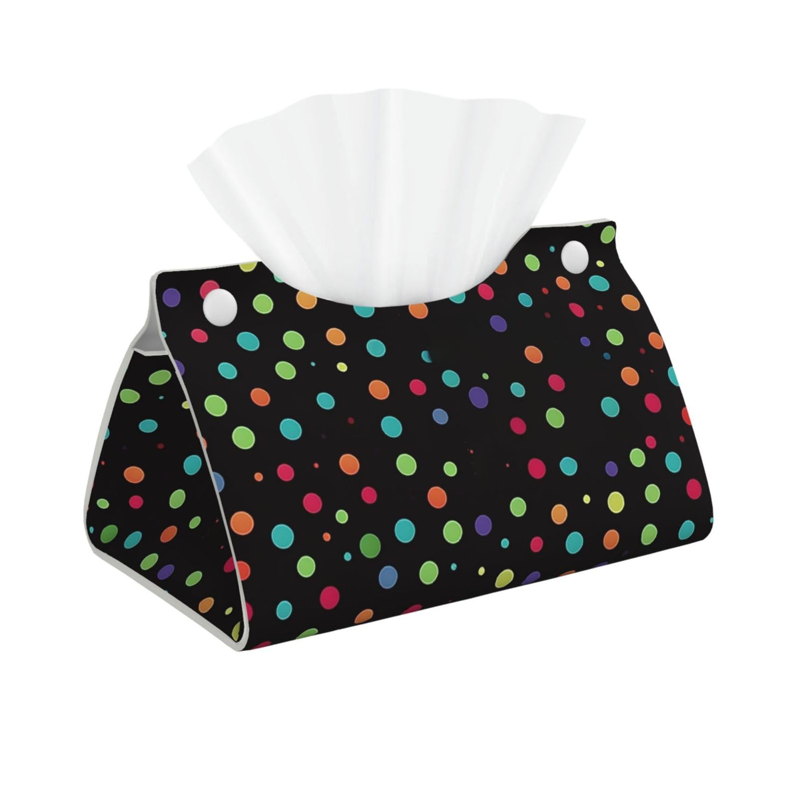 Pu Leather Tissue Box Cover, Black Polka Dot Background Rectangle Tissue Case Covers Decorative Tissue Box Holder Waterproof Tissue Holder Organizer for Bathroom Home Office