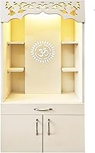 Alpine Willow Wooden Temple for Home Corian Design Big for Pooja Mandir Unit (Frosty White Without Door, 2 X 4 FT)