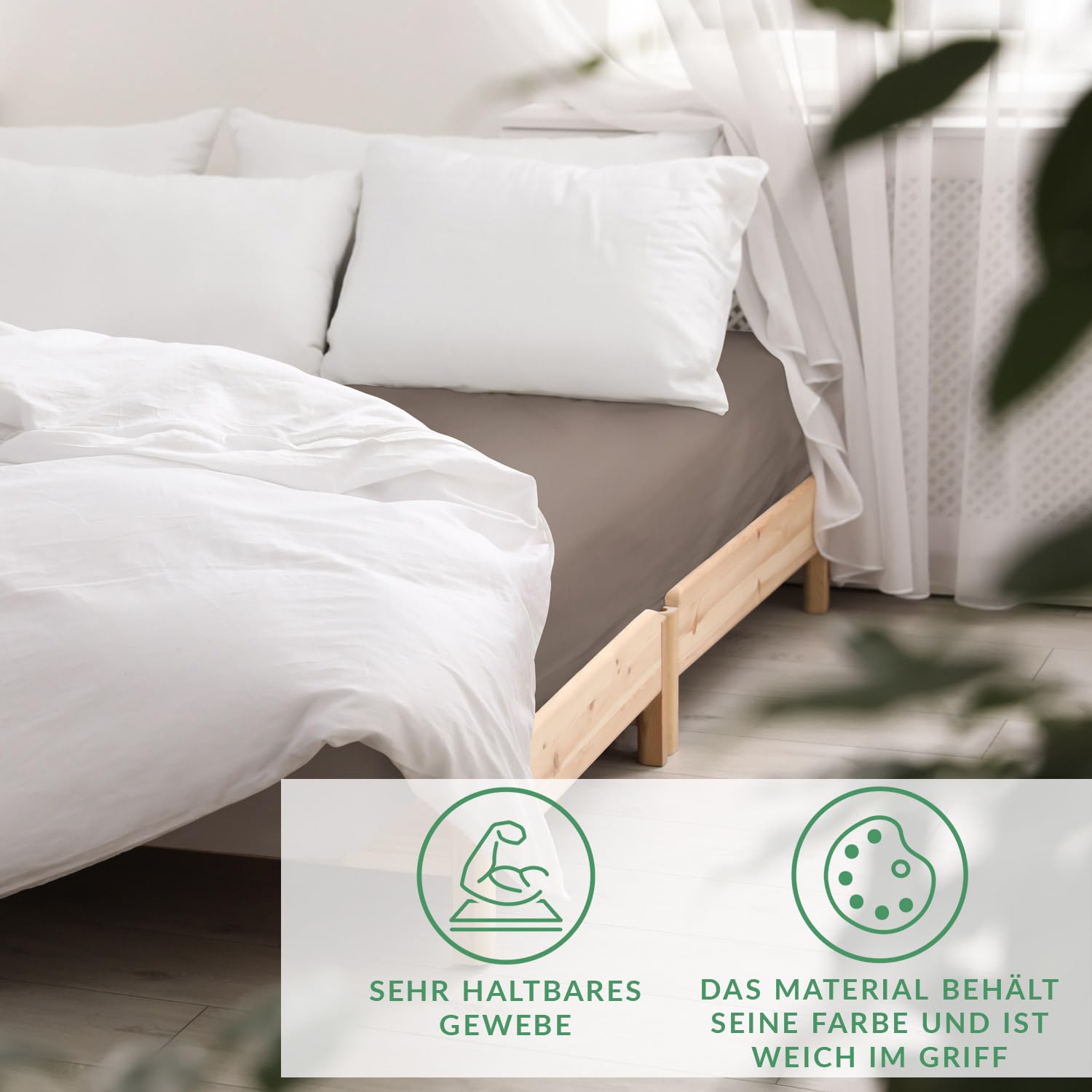 Darymex 3X Spannbettlaken, Baumwoll-Satin, 140x200 cm, bis 20 cm, Sepia