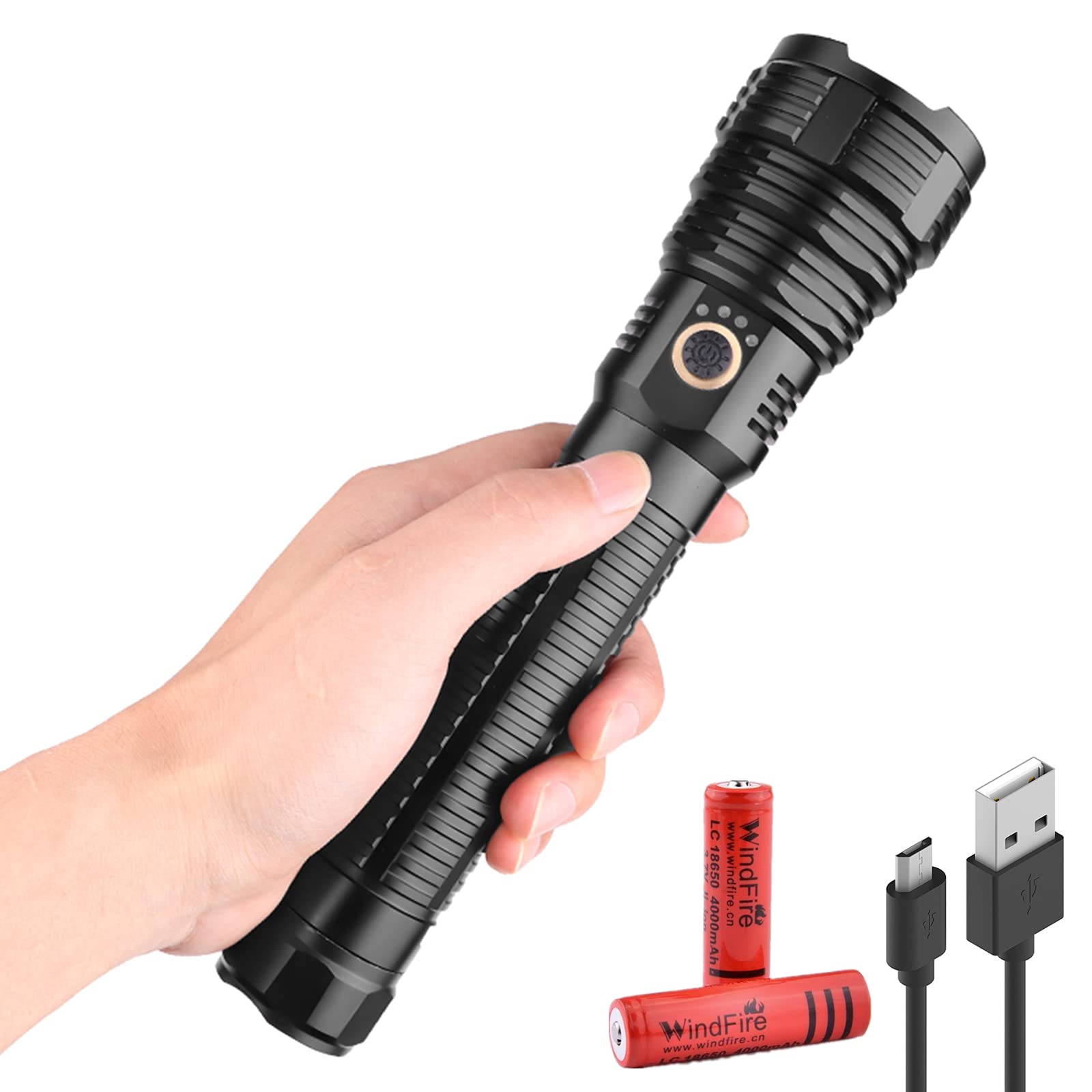 Torcia A LED Super Luminosa Torcia Ricaricabile USB Con LED Da 30W Può Illuminare Una Lanterna Tattica Da 1500 Metri - Foto 9