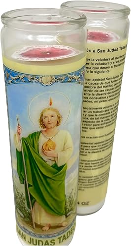 Miniatura 5 de Veladora sin esencia San Judas Tadeo, oración para el trabajo 14 oz vaso grande una pieza vela de oración, una pieza