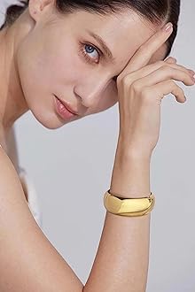 Chunky Gold Cuff Bracelets for Women Wide Gold Bangle Bracelet Hammered Open Wrist Cuff Bracelet Christmas Holiday Jewelry