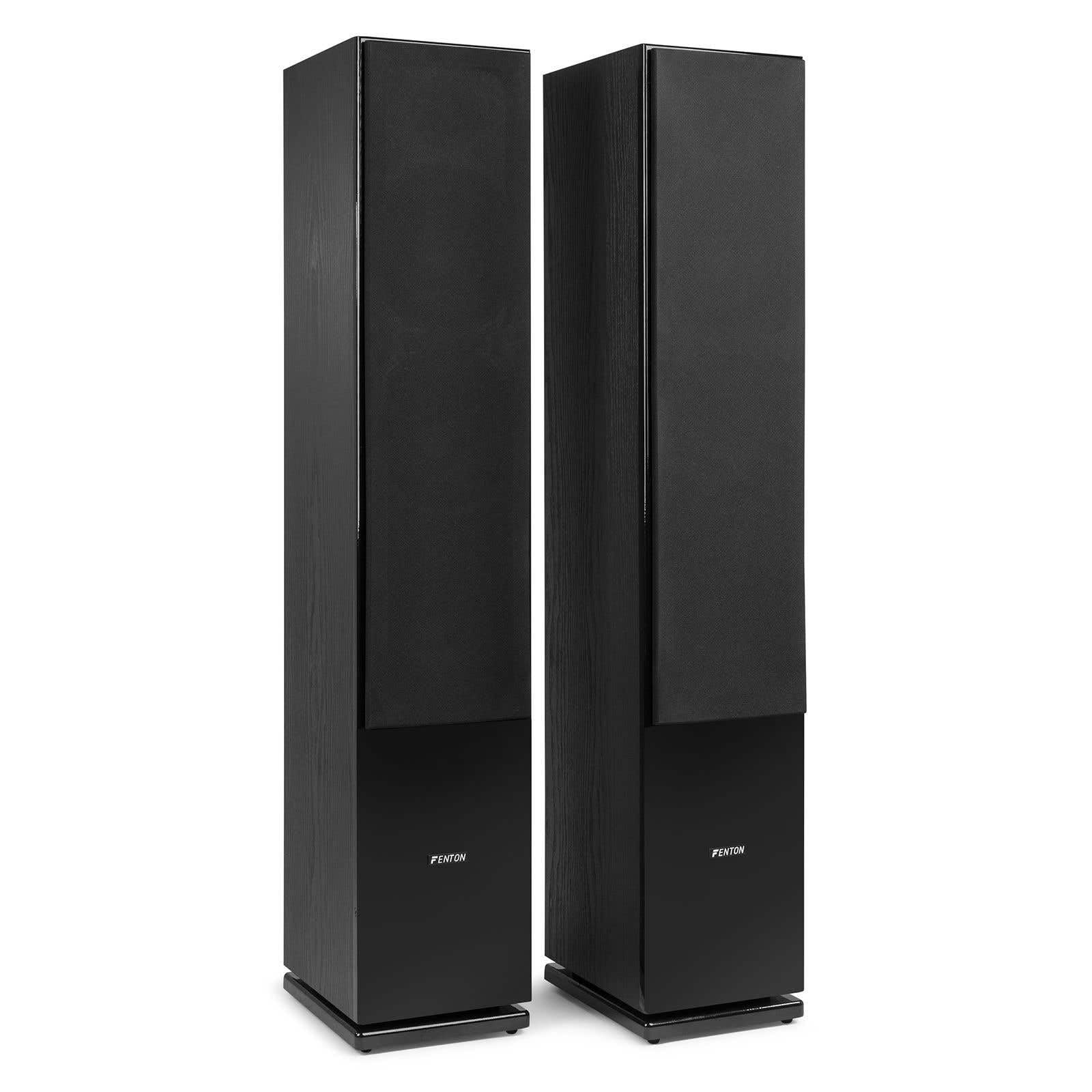 Fenton SHF80B Paire Enceintes Colonne HiFi 3 Voies, Couleur Noir, 500W Max, Enceintes Passives HiFi Son Haute Qualité, Haut-Parleurs Home Cinema Idéales pour Musique et Film