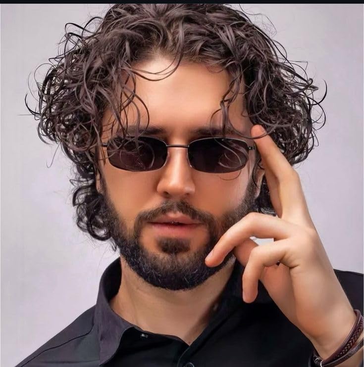Image of Rectangle Retro UV Protection Sunglasses for Men & Women, Stylish 90's Narrow Frame