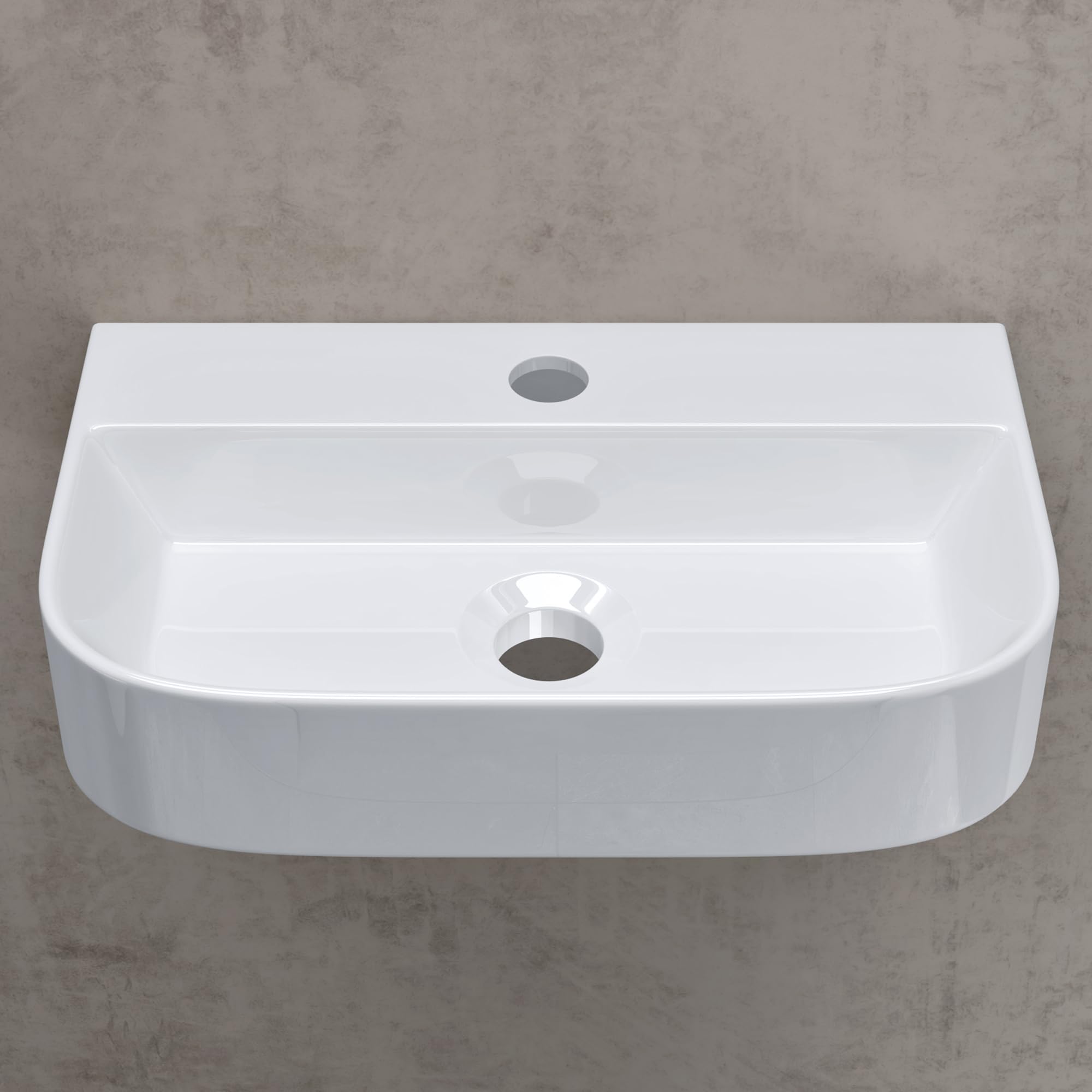 doporro Lavabo sobre Encimera Lavabo Suspendido Baño Rectangular | Cerámica | 38x23,5x8 cm | Blanco | con Recubrimiento de Nano | Brüssel003