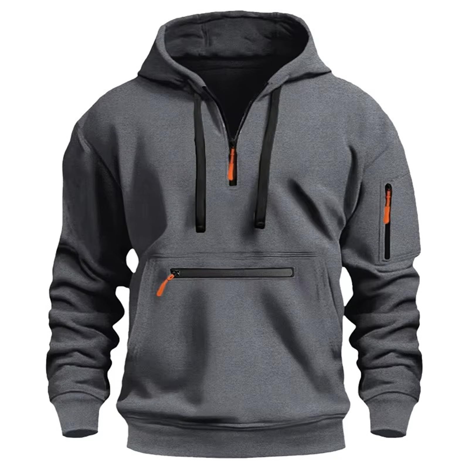 GUOYUXIAO Felpa con Cappuccio da Uomo Oversize con Zip, Autunno-Inverno