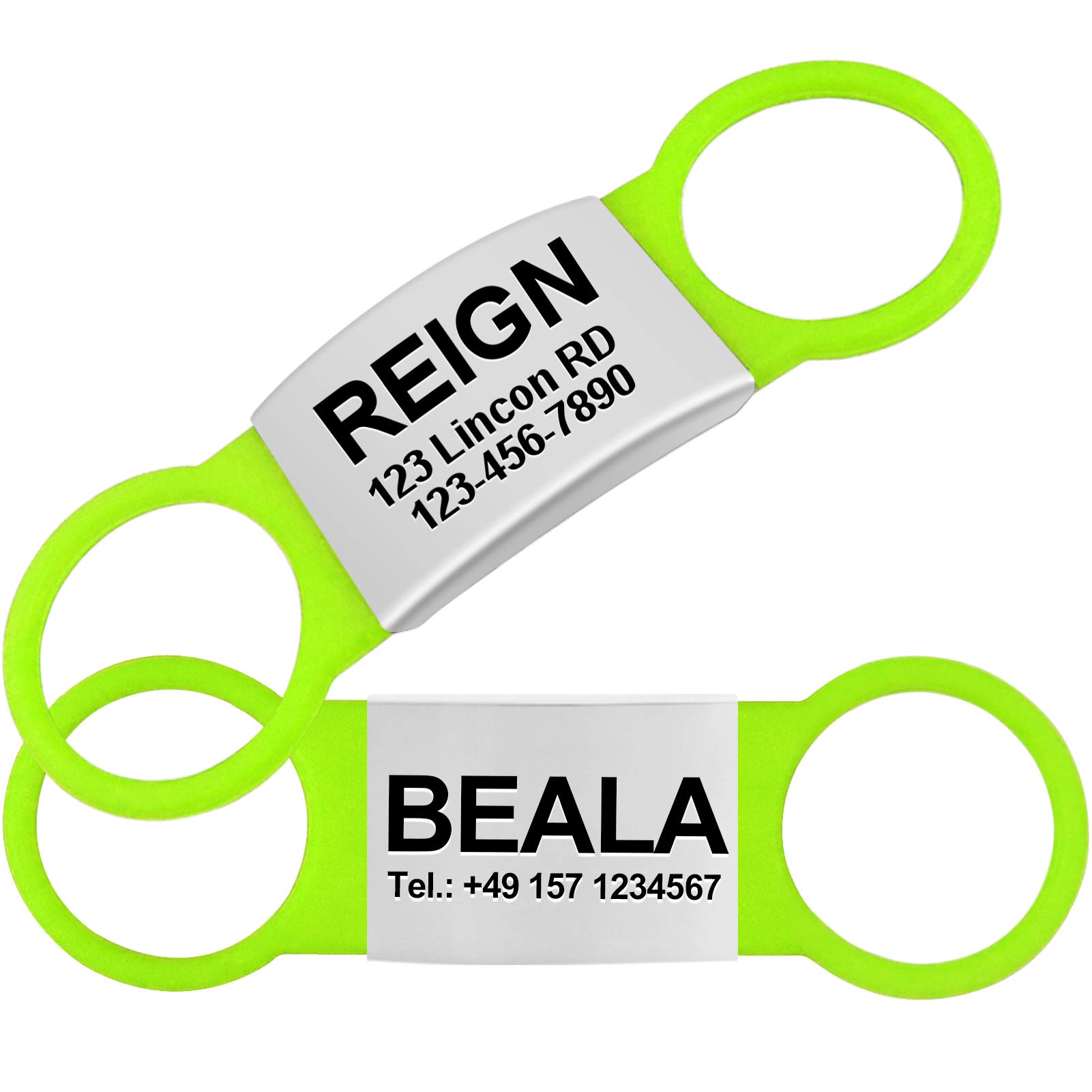 TagME 2 Pack Personalized Dog Tag, Dog Tags for Name Engraved, No Jingle Slide on Cat ID Tag, for Puppy Small Medium Large Dogs