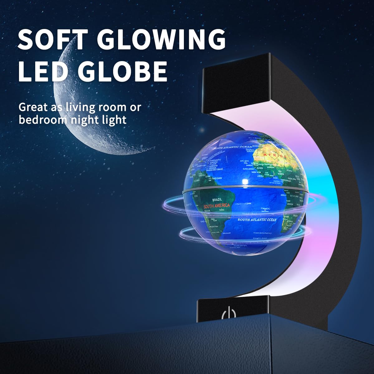 Globe terrestre en lévitation magnétique avec lumières LED, Utilisé pour la décoration de bureau, de la maison et du bureau, un gadget high-tech qui peut être offert comme cadeau de vacances