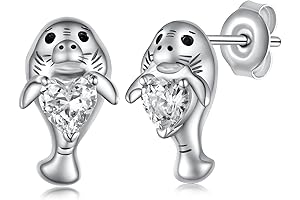 Manatee Earrings, 925 Sterling Silver Manatee Stud Earrings