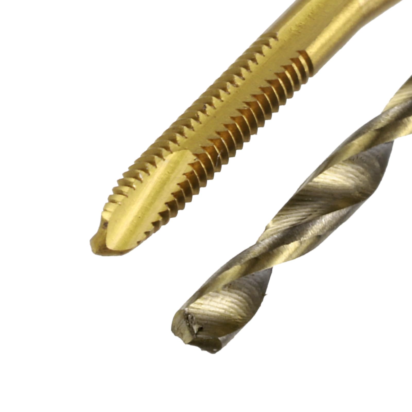 Set di maschi e punte da trapano metrici, 2 maschi filettati a punta elicoidale M2 x 0,4 rivestiti in titanio e 2 punte elicoidali da 1,6 mm color giallo tostato, utensili per filettatura e maschiat
