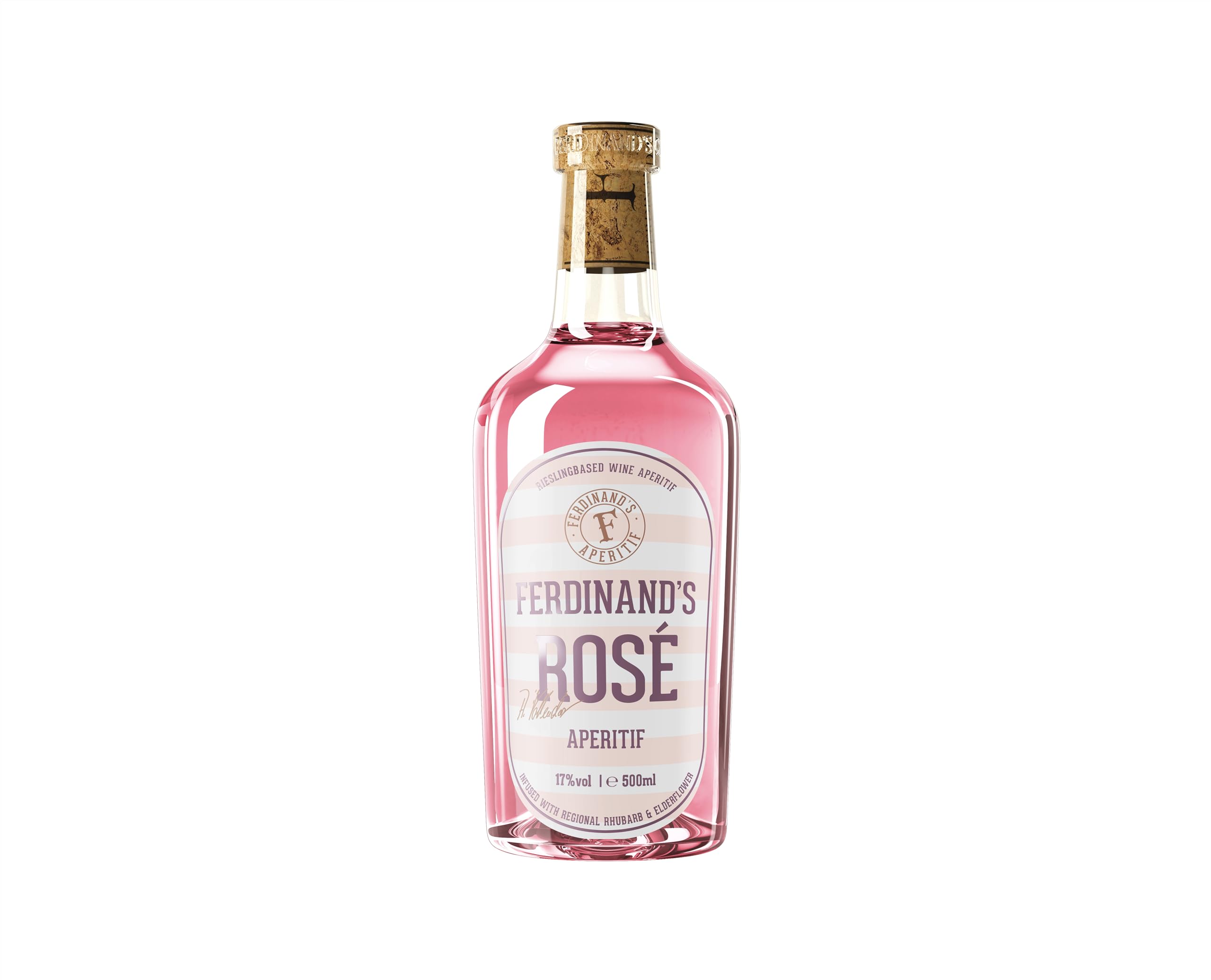 Ferdinand's Rosé Aperitif | Mit regionale Zutaten wie Rhabarber und Weinbergpfirsichen | Erfrischendes Sommergetränk |17% vol. | 500ml