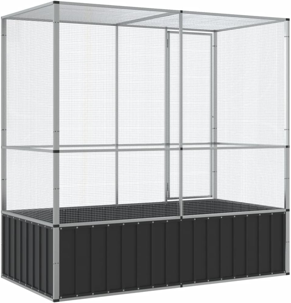 Galvanized Steel Large Flight King Bird Cage, Steel Outdoor Aviary, Outdoor Indoor Large Bird Cage Aviary Pet House for Cockatiels African Parakeets, 82.9"x42.1"x83.5",-301