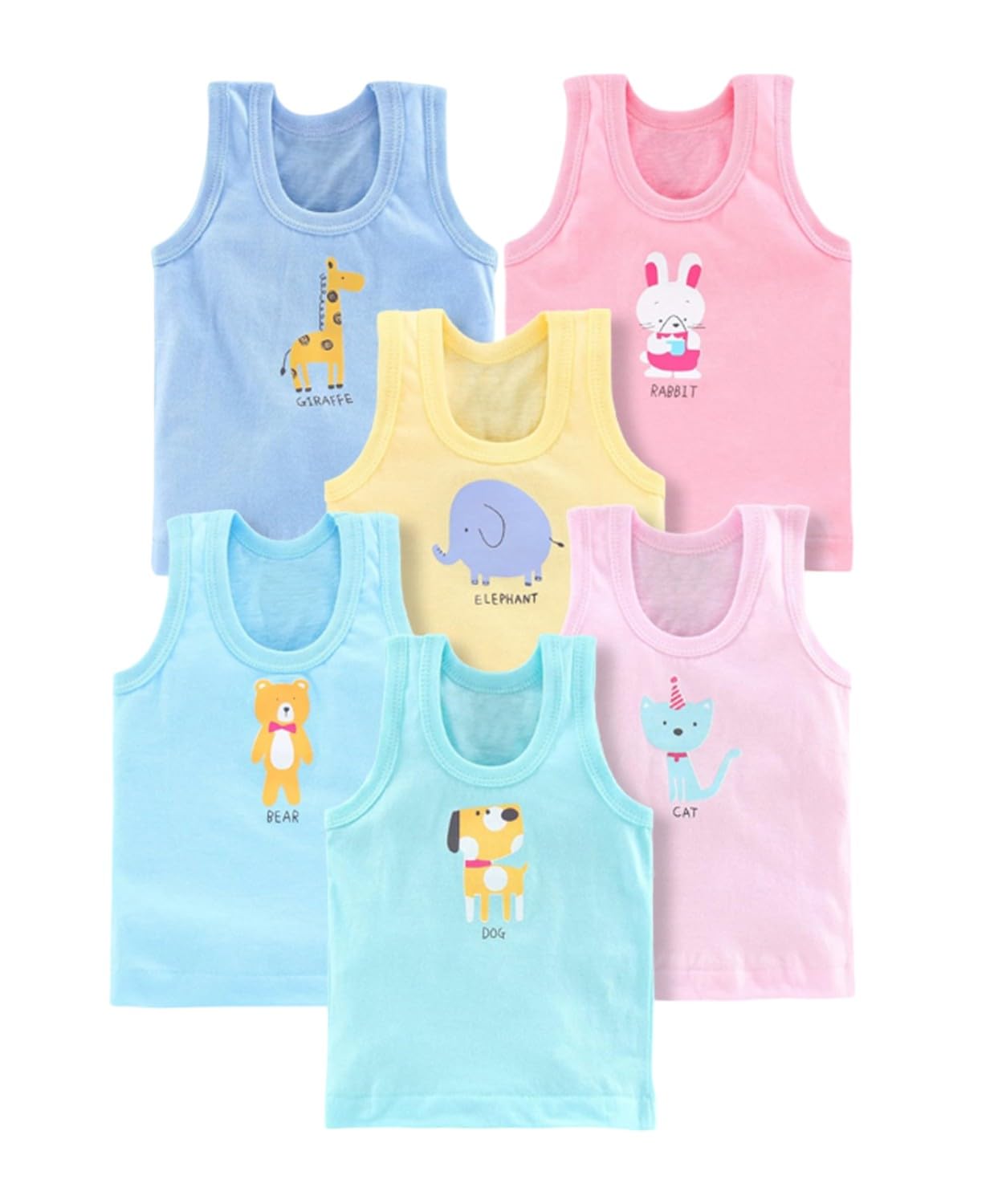SHAMRIZ Colorful Printed Vest baniyan Cotton Inner wear for Baby wear Sleeveless Undershirts Jabalas bandi baniyaan tees for Kids Sando ganji Tank-Tops Toddler Girls/Boys Pack of 6-image-28