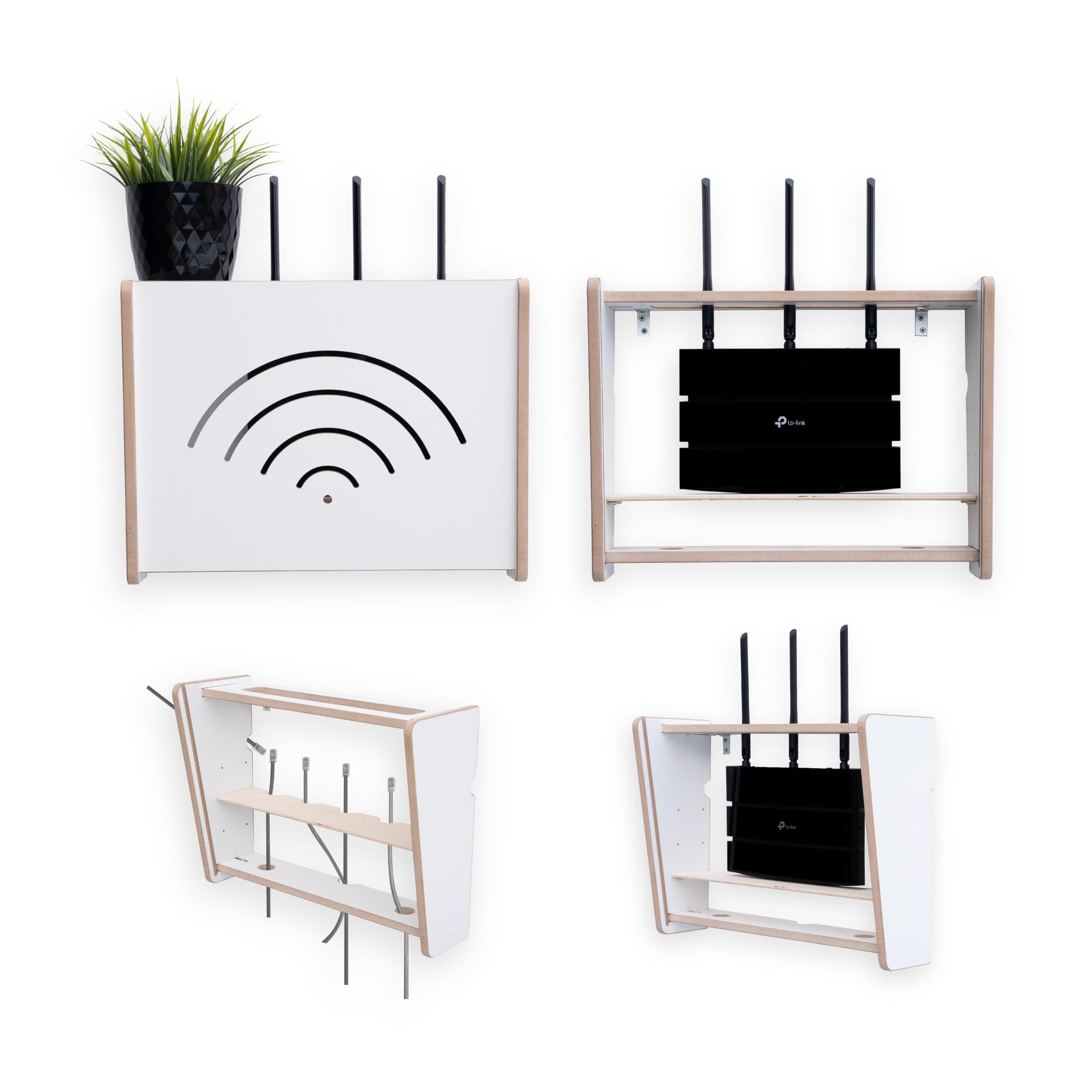 OHANA Router Cabinet - Router Storage Box - WiFi Shelf - Router Hide - Wall Box, All-white, 42x10x33