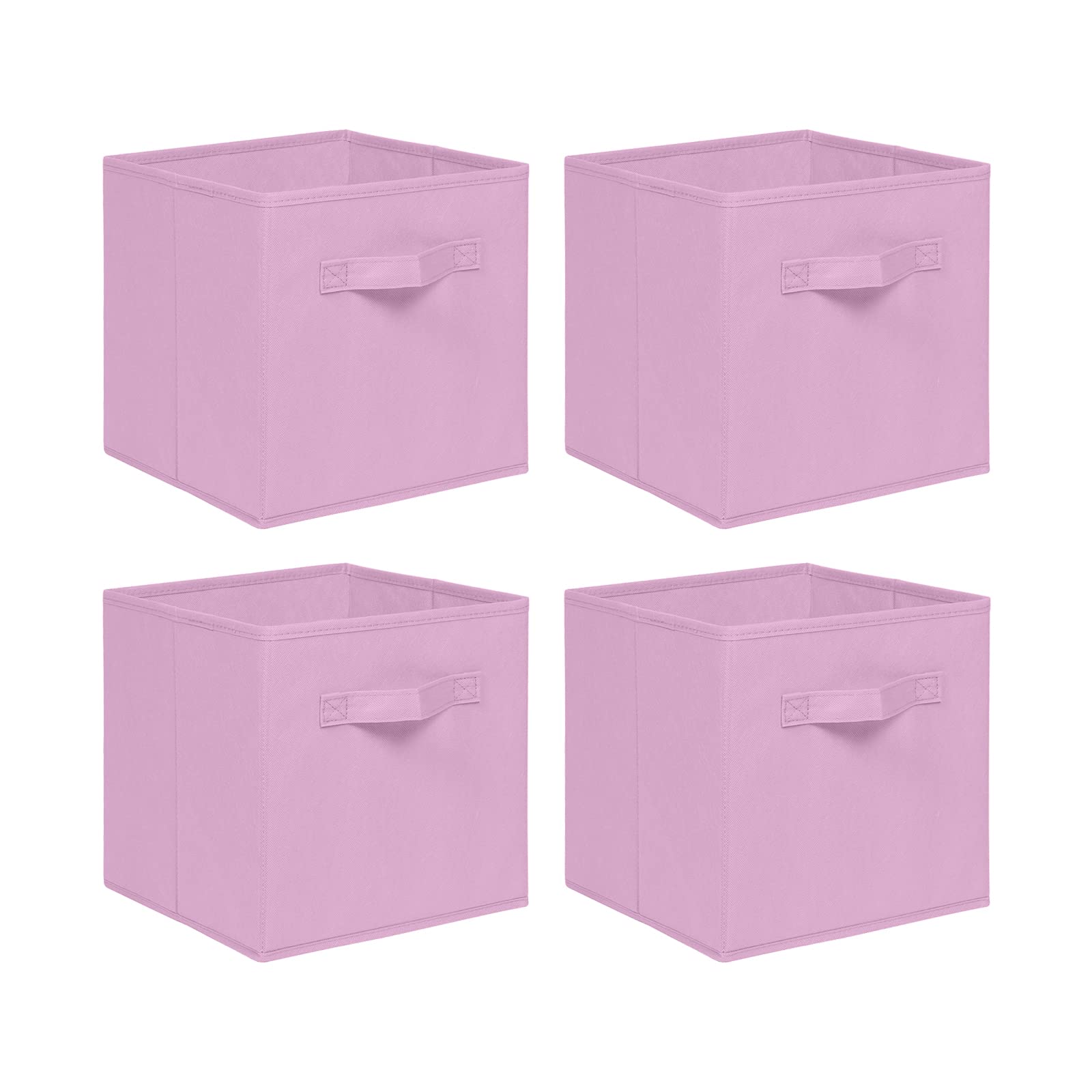 NICEME Foldable Cube Storage Unit Boxes, Non-Woven Fabric Storage Boxes Set, Clothes Drawers for Shelves, 26.5x26.5x28 cm (Pink, Set of 4)