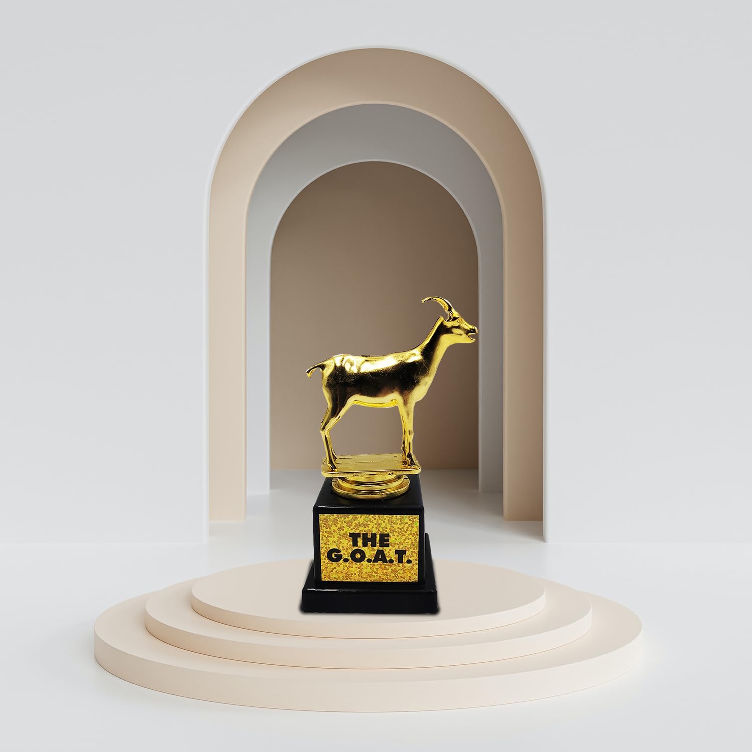 Mad Monkey G.O.A.T Trophy for Your Best Friend - Funny Decoration, Gold, Black