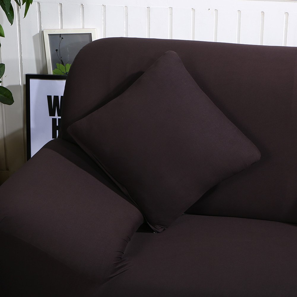 1 2-3-4-osobowa sofa pokrowiec gruby pokrowiec na sofę czysty kolor rozciągliwy ochraniacz na sofę antypoślizgowy łatwe dopasowanie elastyczny materiał stretch kanapa narzuta (ciemna kawa, 4-osobowa (23-31 cali)