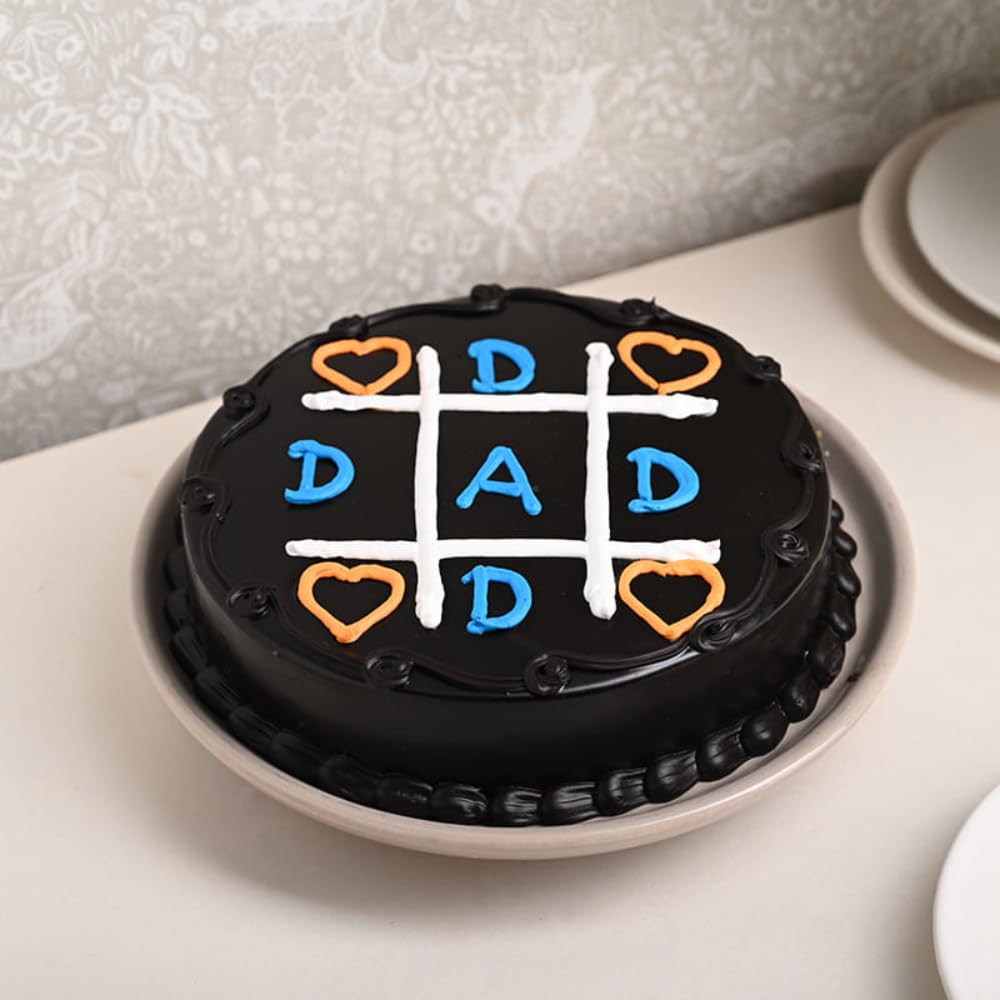 FlowerAura Delicious Fresh 0.5Kg Dad XO Chocolate Eggless Cake For Birthday Gift & Fathers Day Cake For Dad | Father | Papa | Father-In-Law | Appa (Same Day Delivery)-picture-20