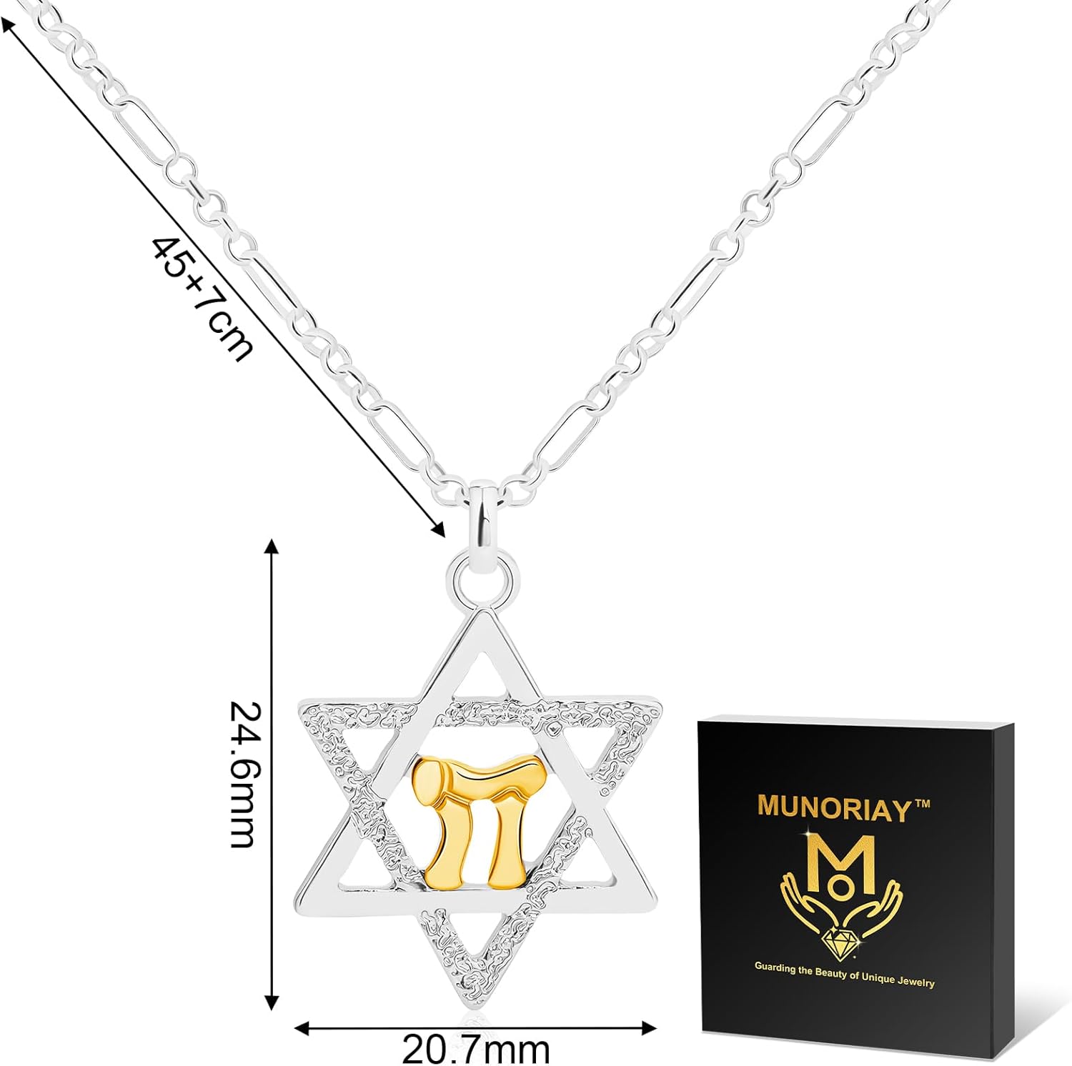 Star of David Necklace Hebrew Chai Necklace Stainless Steel Jewish Star Pendant Necklace Kabbalah Amulet Jewelry for Women Men Hanukkah Gift | Judaism, Amulet, Hanukkah Gift, Kabbalah, Hebrew - Image 6