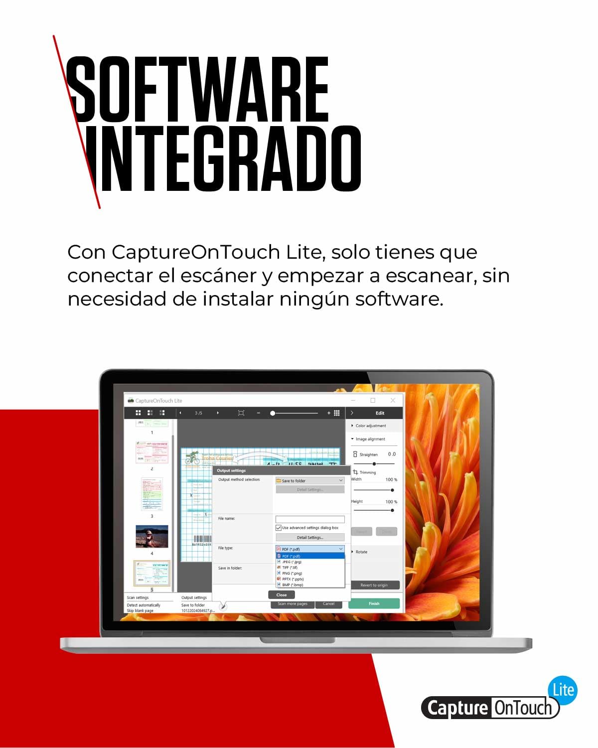 Canon imageFORMULA R30 Escáner de Documentos | Escaneo a Doble Cara con USB en hogar y Oficina | Alimentador de 60 Hojas | Configuración fácil con el Software Canon CaptureOnTouch Lite | Soporta OCR