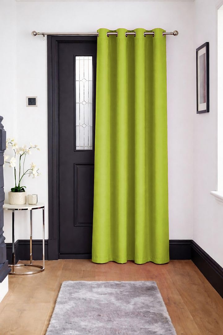 John Aird Blackout Curtains Thermal Energy Saving Eyelet Curtains for Bedroom & Living Room Including Tie Backs (Lime, Door Panel W 52" x L 84" (1 Panel)