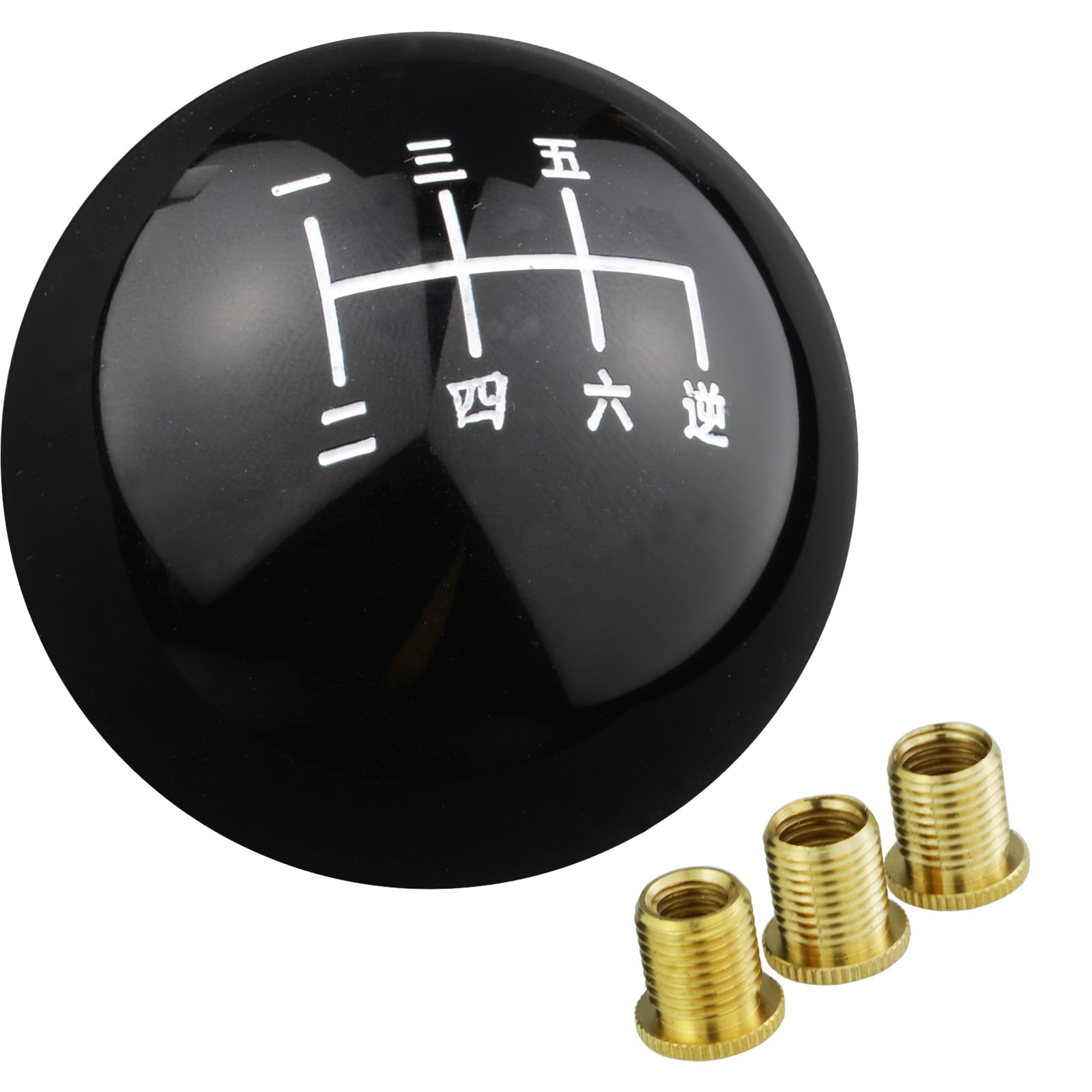 Temzzer Black, White Ball Gear Shifter Knob Resin 6 Speed Car Shift Lever Knob Weighted For Most Manual Automatic Vehicles M10x1.5 M10x1.25 M8x1.25 (Black, White)