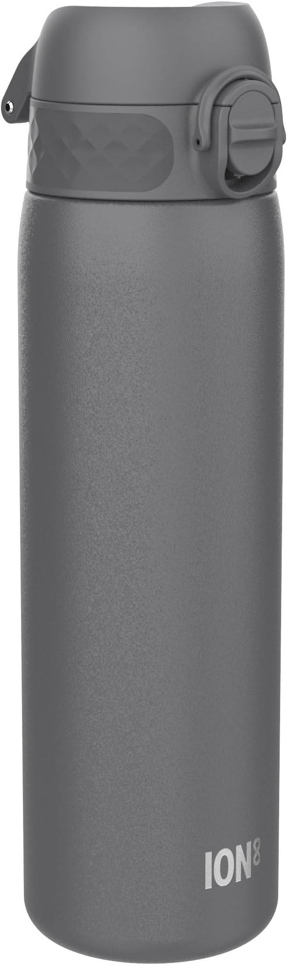Ion8 Lightweight Steel Water Bottle, 600 ml/20 oz, Non-Insulated, Leak Proof, Easy to Open, Secure Lock, Dishwasher Safe, Flip Cover, Fits Cup Holders, Carry Handle, Metal Water Bottle, Grey