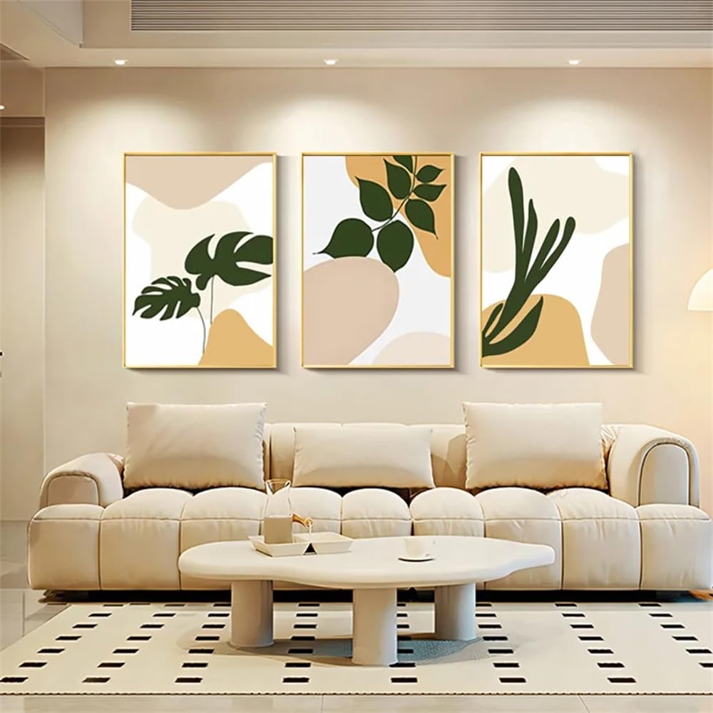 WBYZAC Wall Pictures-Nordic Abstract Morandi plant poster Prints Morden Green Plant Wall Art canvas painting living room Kitchen Office bedroom Decoration-30 * 50cm*3PCS (No Frame)