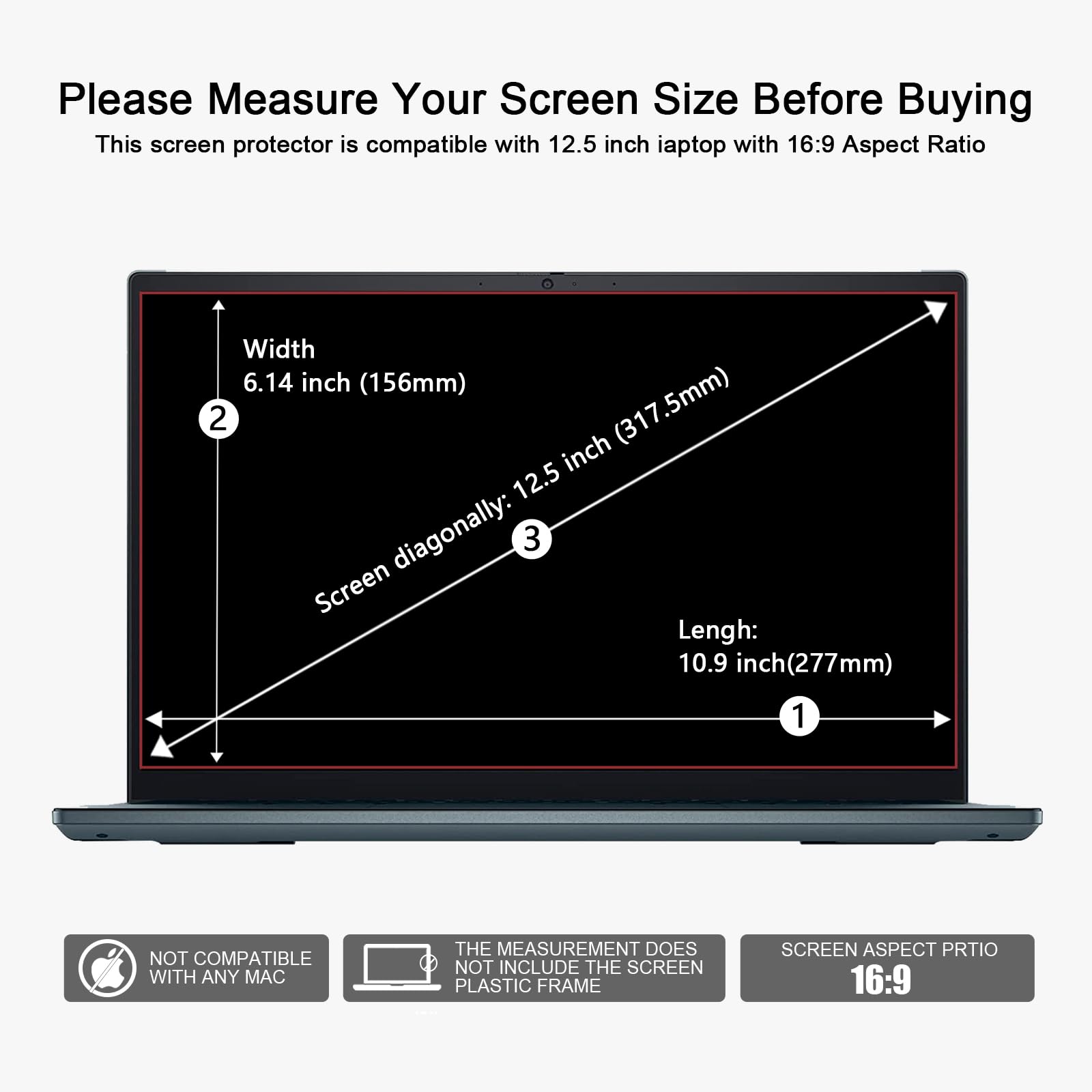 YongMai 2 Packs 12.5Inch Anti Blue Light Screen Protector Compatible