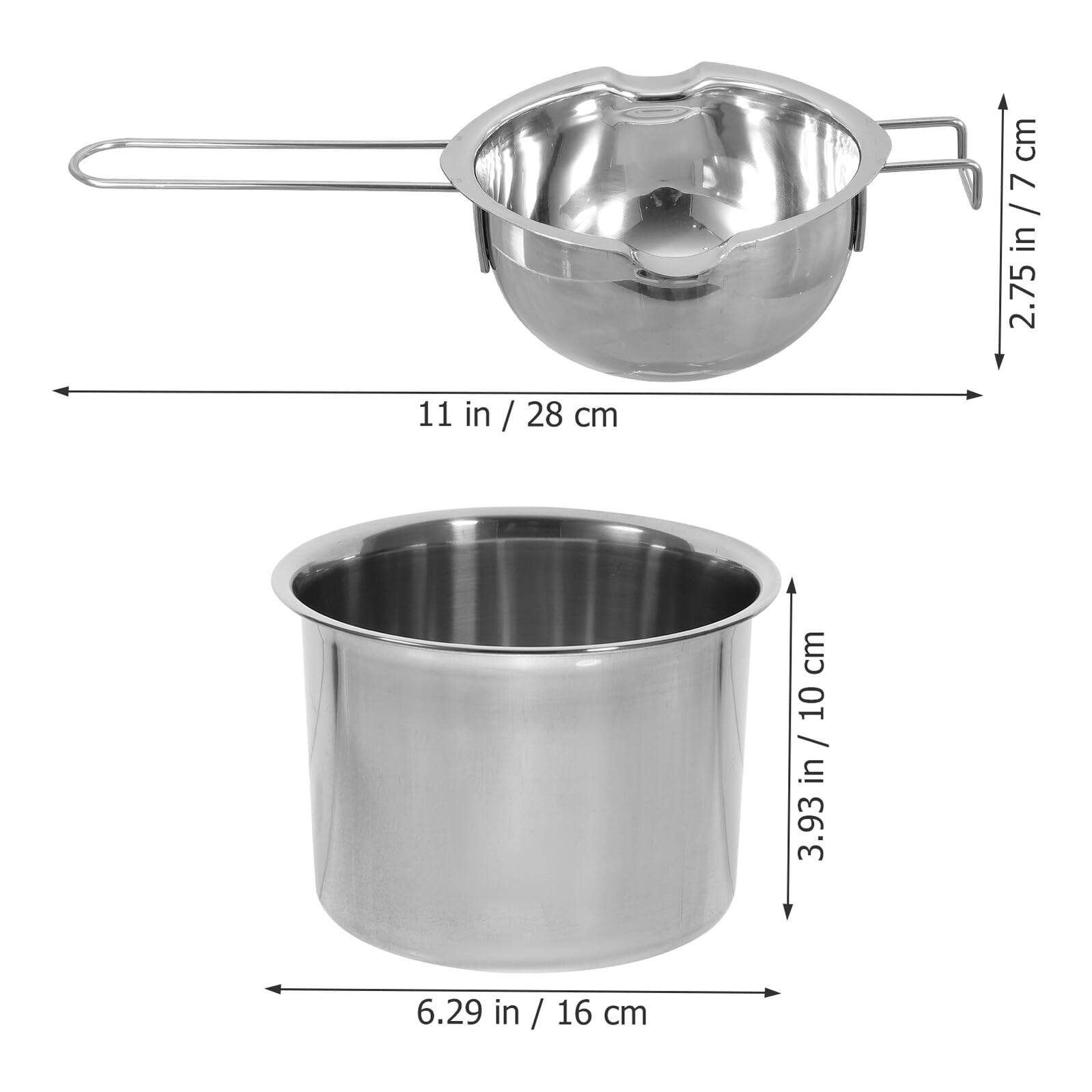 jojofuny Olla Doble de Acero Inoxidable para Estufa Cazo para Fundir Mantequilla y Queso Cuenco para Baño María de Resistente y Portátil para Repostería y Cocina