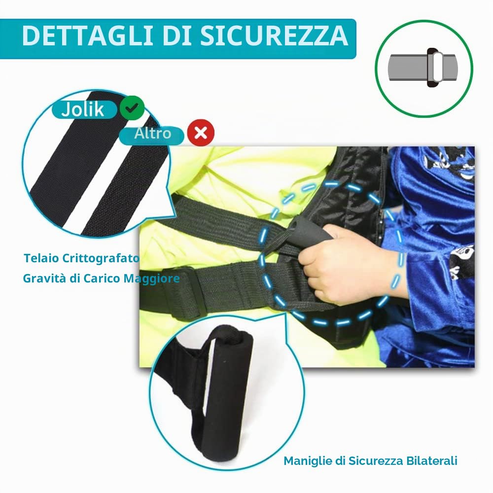 Jolik Cintura Moto Bambini Imbracatura Regolabile con Due Manici in Materiale Riflettente, Aggiornamento 2022
