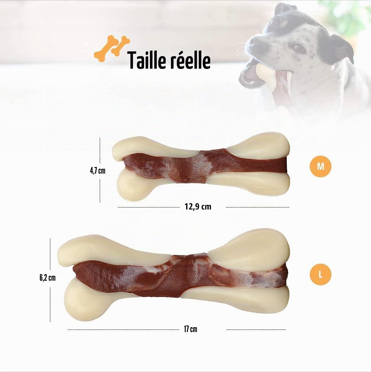 Mumba Os à Mâcher pour Chien, Jouets Os Durable pour Mâcheurs Agressifs, avec Saveur de Boeuf, Jouet Interactif pour Petit/Moyen/Grand Chien (L)