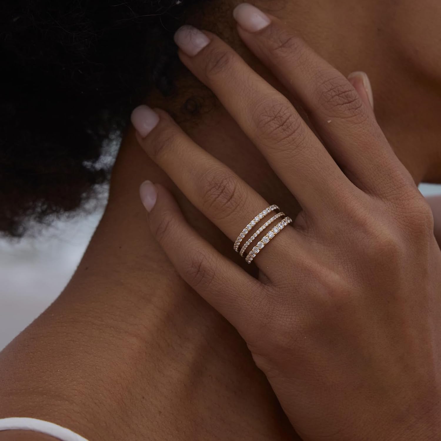 STORYJEWELLERY 1.4mm 1.8mm 2.25mm Stackable Rings for Women, Gold Plated Wedding Bands for Women, Eternity Band Rings, Cubic Zirconia Ring, Gifts for Her - Image 4