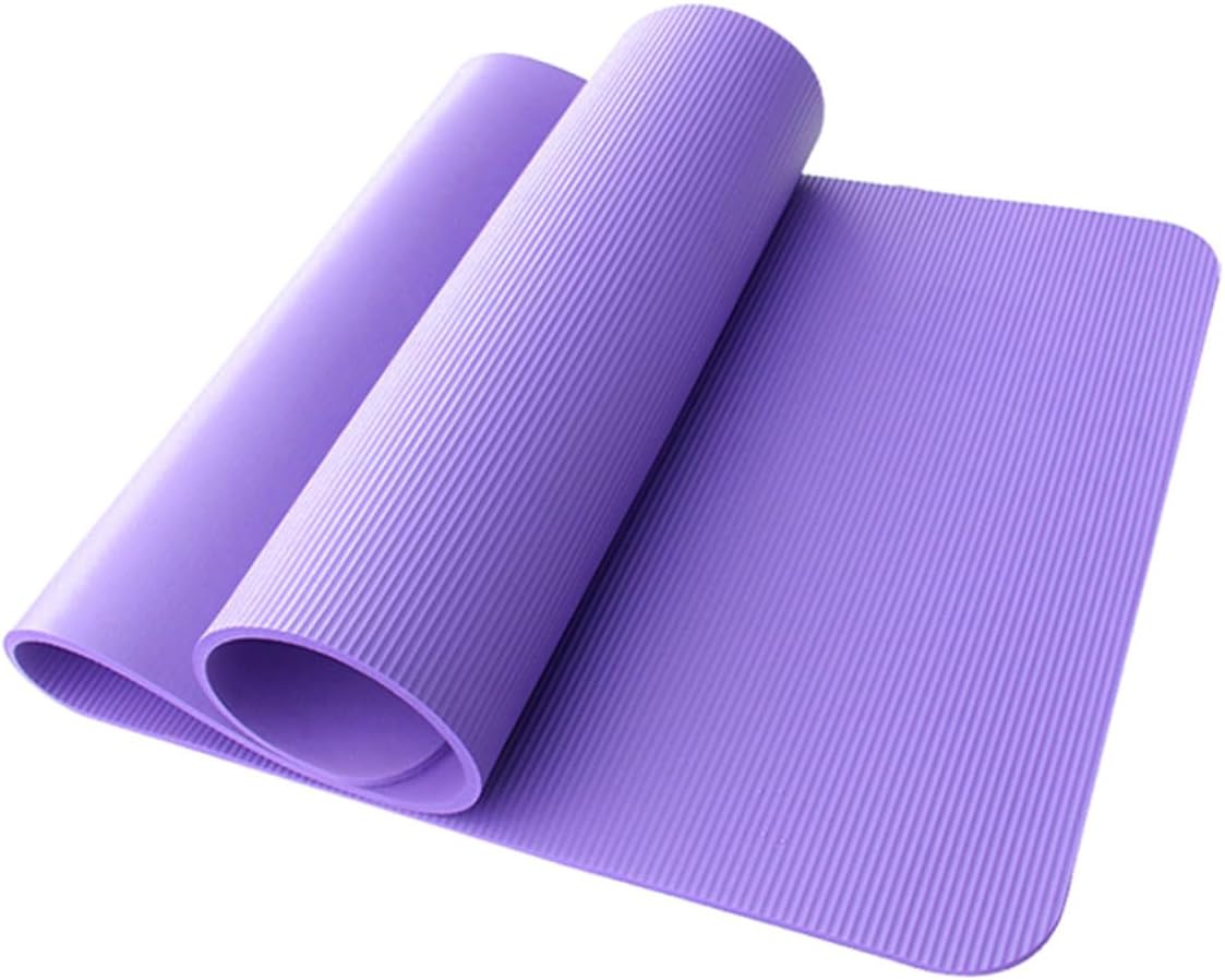 Generic Thick Nbr Yoga Mat Anti-slip Texture Shock-absorbing Workout Pad for Indoor Pilates Hot Yoga and Floor Exercises Comfortable Skin-friendly Cushioning with Random Color Random Color