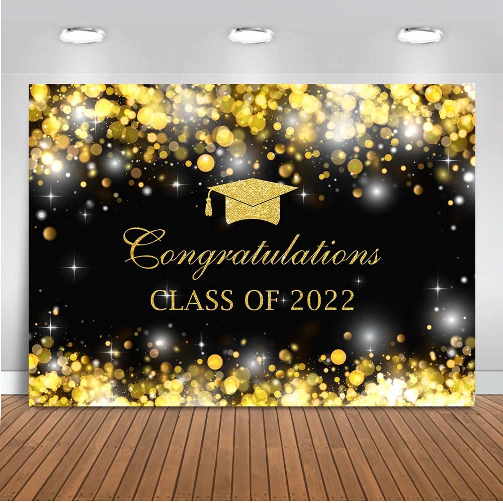 Buy Moca Class of 2022 Graduation Backdrop 7x5ft Bokeh Black and Gold