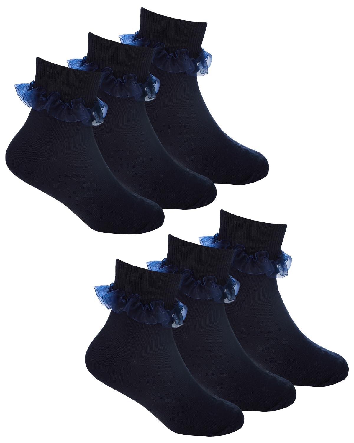 Undercover 6 Pairs - Navy 6 Pairs Kids Lace Socks 43B860 Navy 4-5.5