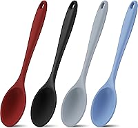 Shappy 4-Pack 10.6" Heat-Resistant Silicone Cooking Spoons - Non-Stick, Dishwasher Safe for Mixing, Serving & Stirring