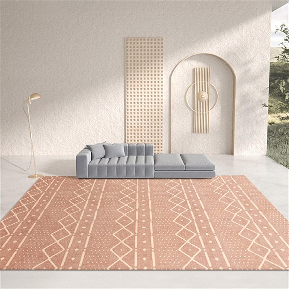 Tapis de salon orange 80x120cm au style national et graphique géométrique