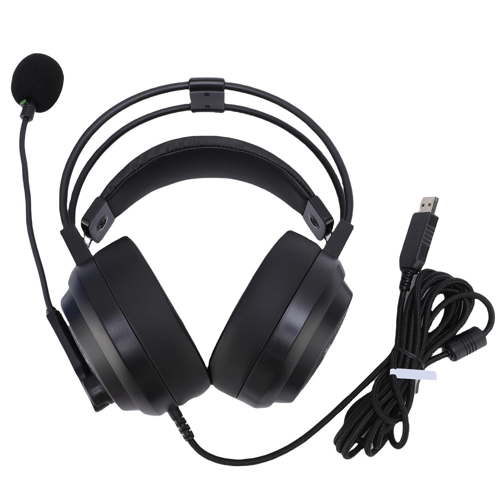 Over Ear Headphone, Comfortable Wired Headset Adaptive Double Beam Structure with ECM Unidirectional Microphone for Exam Learning and Work (USB Plug)